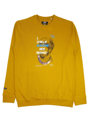 Regular Fit Printed Mustard Colour Men Sweatshirt